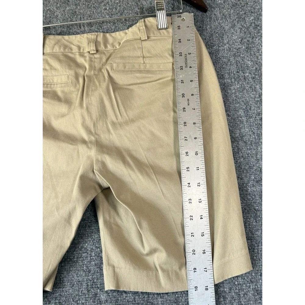 Michael Kors Women's Khaki Shorts Size 4 Gold Zipper Detail Dressy Bermuda‎